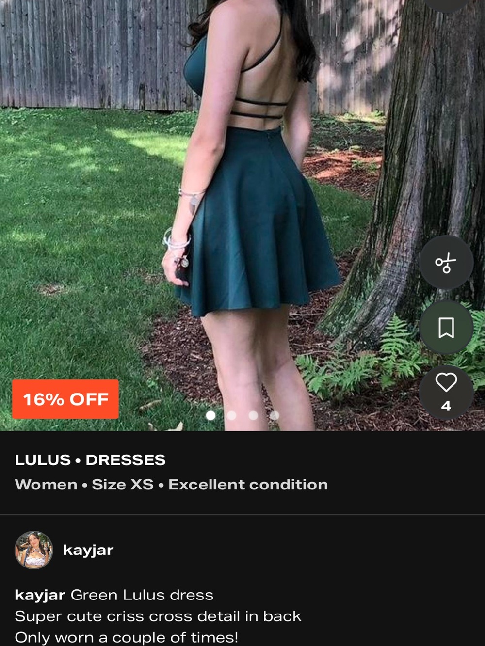 Lulu's Deep Green Strappy Back Skater Dress
